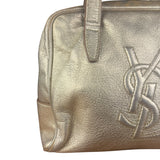 Yves Saint Laurent Gold Leather Embossed YSL Logo Handbag