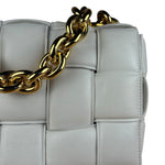 Bottega Veneta White Leather Padded Cassette Chain Bag