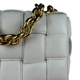 Bottega Veneta White Leather Padded Cassette Chain Bag