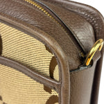 Gucci Brown Leather Trim Jumbo GG Mini Crossbody