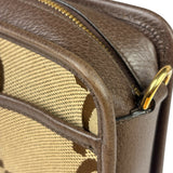 Gucci Brown Leather Trim Jumbo GG Mini Crossbody