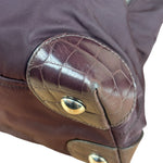 Prada Vintage Plum Nylon Leather Embossed Handbag