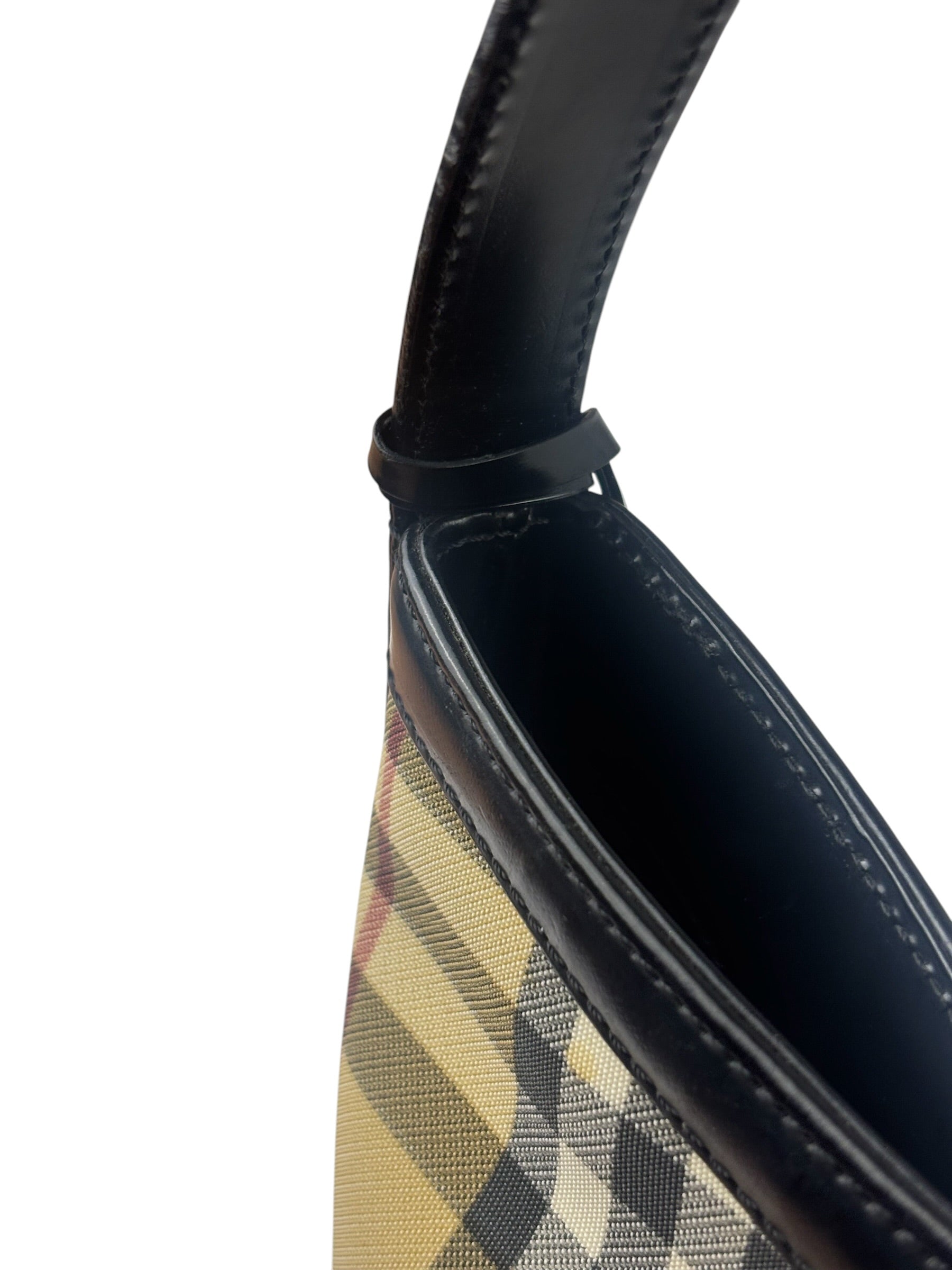 Burberry Black Leather Trim House Check Pochette