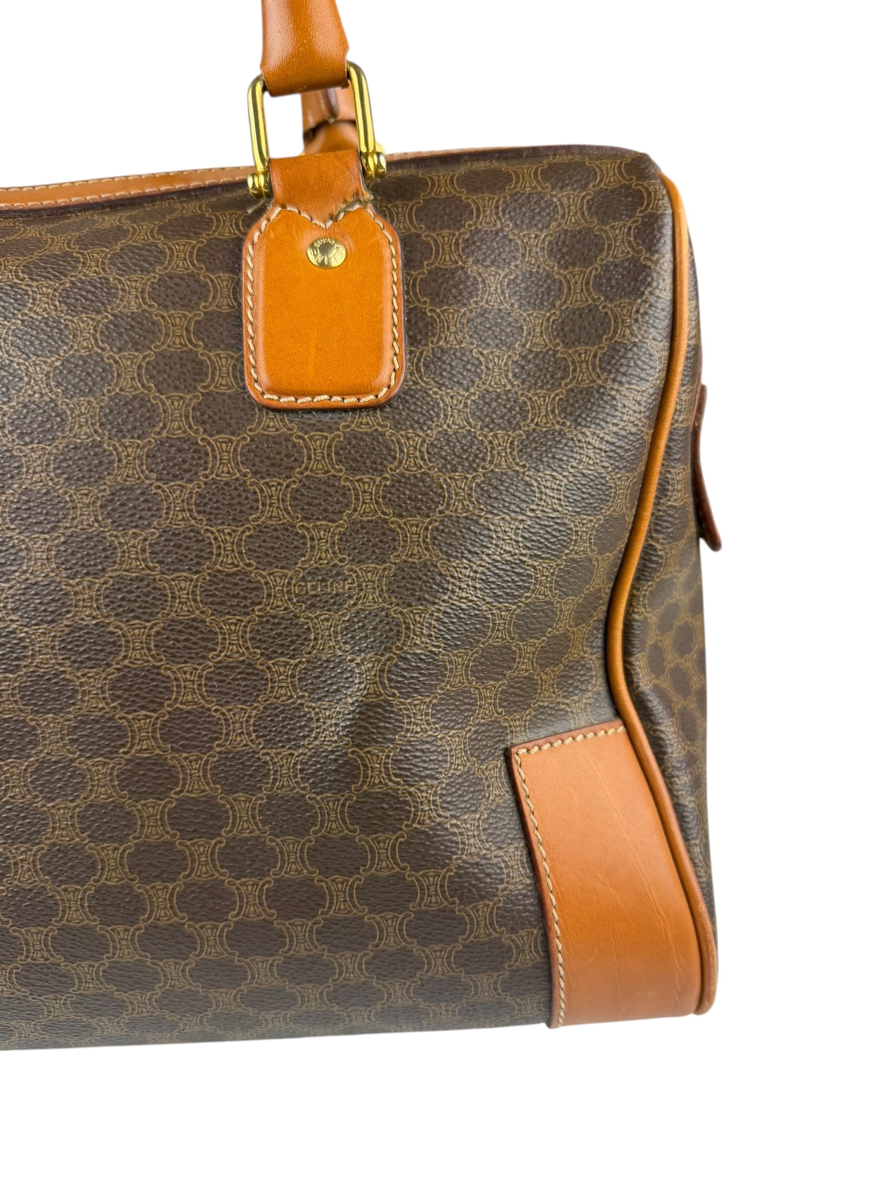 Celine Vintage Macadam Canvas Boston Bag