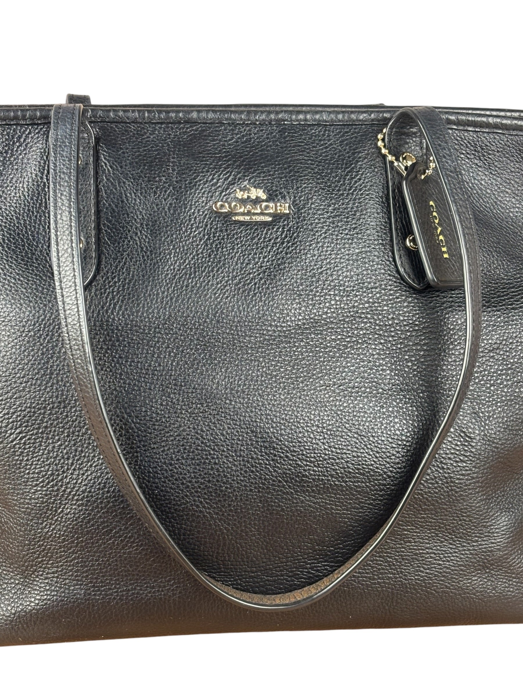 Coach Black Leather City Zip Tote Bag