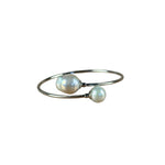 Silver-Toned Real Pearl Wrap Bangle Bracelet