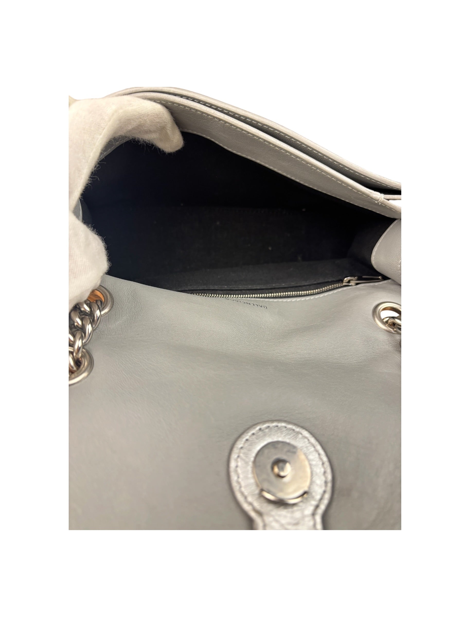 Balenciaga Silver Crush Small Souvenirs & Rhinestone Shoulder Bag