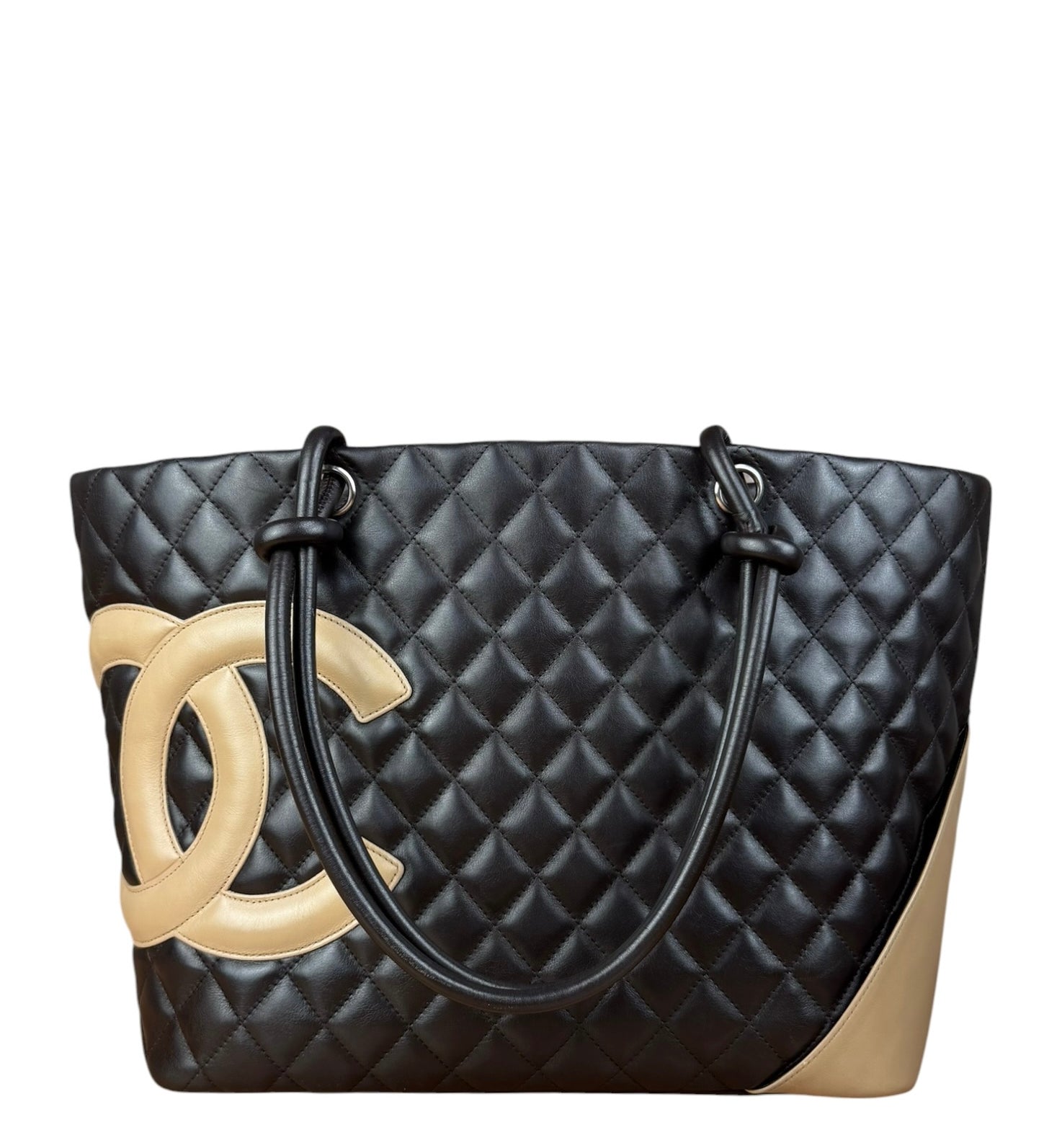 Chanel Brown Quilted Leather Cambon Ligne Shoulder Tote 2004