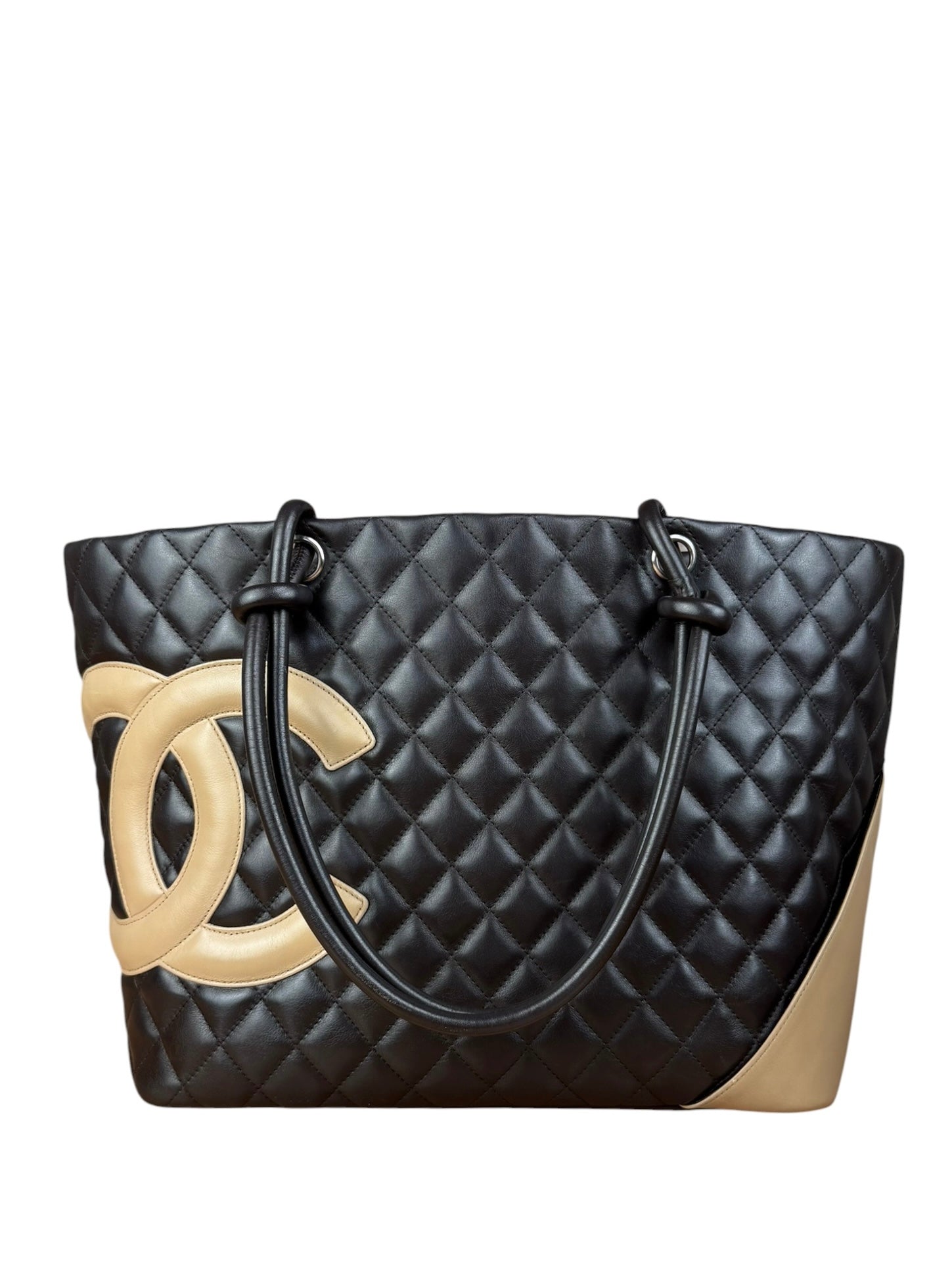 Chanel Brown Quilted Leather Cambon Ligne Shoulder Tote 2004