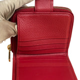 Yves Saint Laurent Red Leather Bifold Zip Mini Wallet