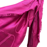 Valentino Magenta Garavani Monogram Jacquard Fringe Scarf Shawl