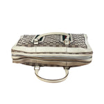 Gucci Leather Trim Monogram Canvas Web Stripe Tote Bag