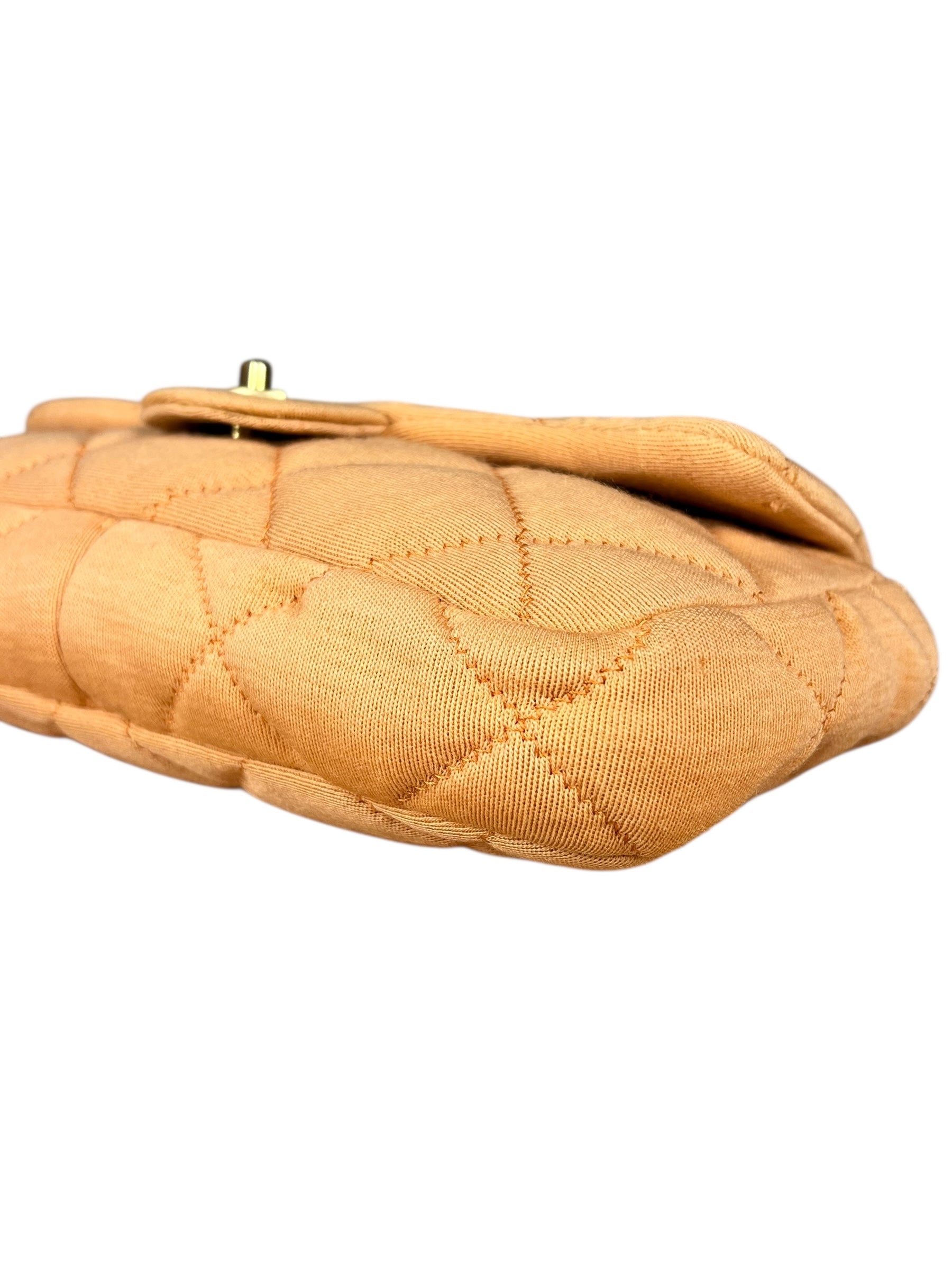 Chanel CC Flap Bag Peach Jersey Quilt