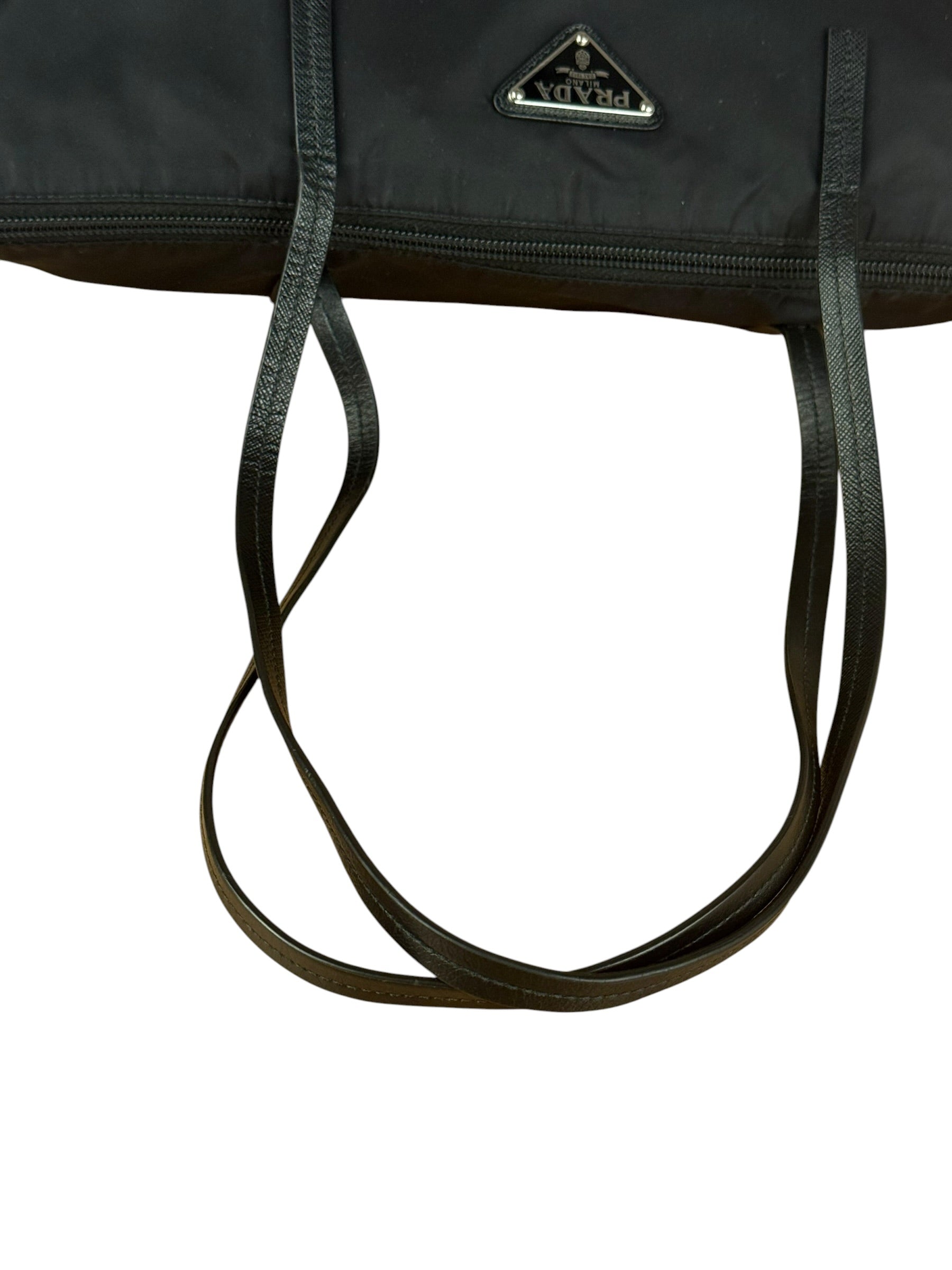 Prada Black Tessuto Nylon Zip Tote Large