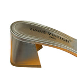 Louis Vuitton Silver Leather Shake Mules LV Crystal Embellished