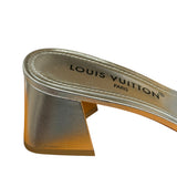 Louis Vuitton Silver Leather Shake Mules LV Crystal Embellished