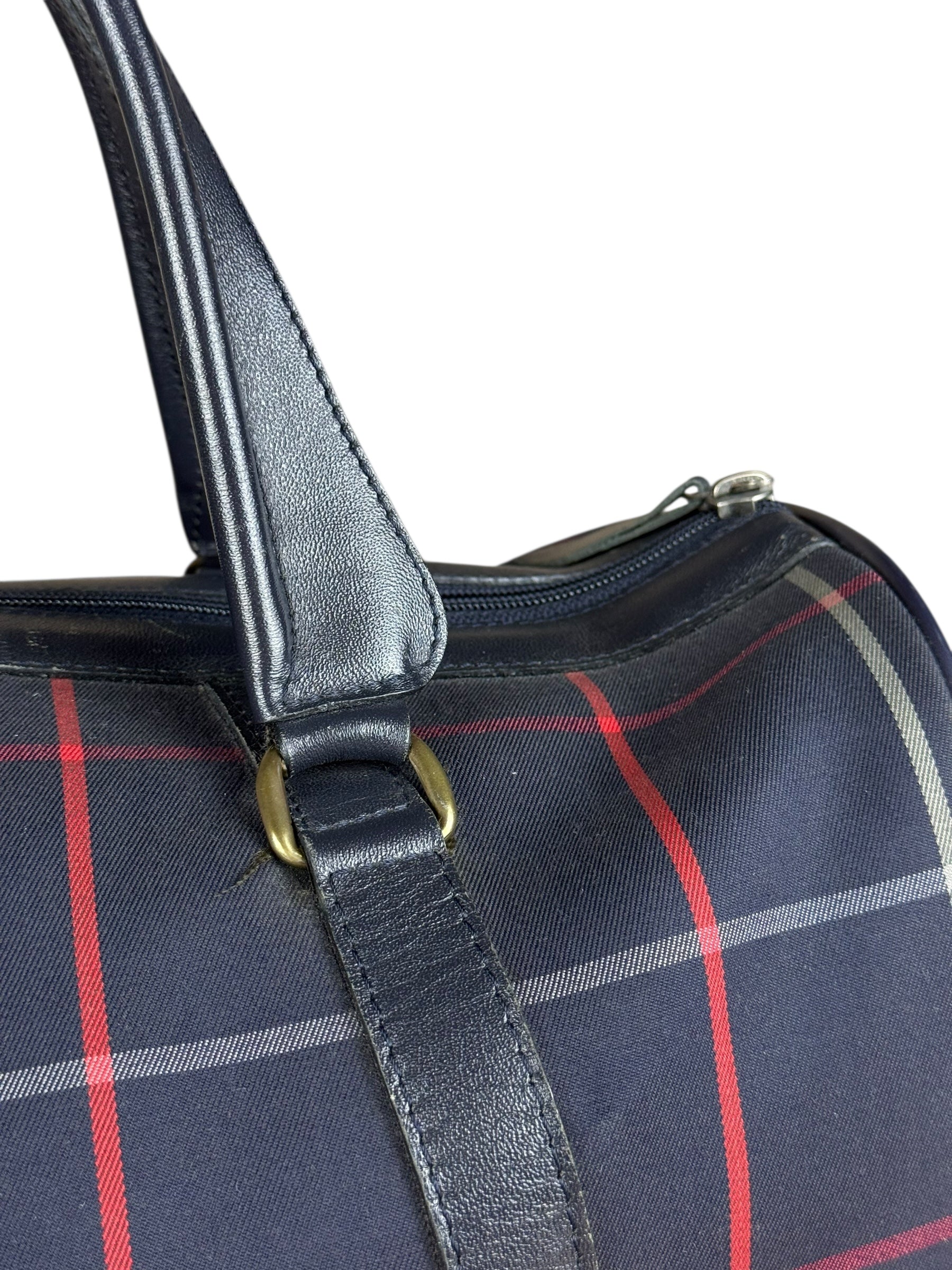 Burberry Blue Nova Check Vintage Boston Bag