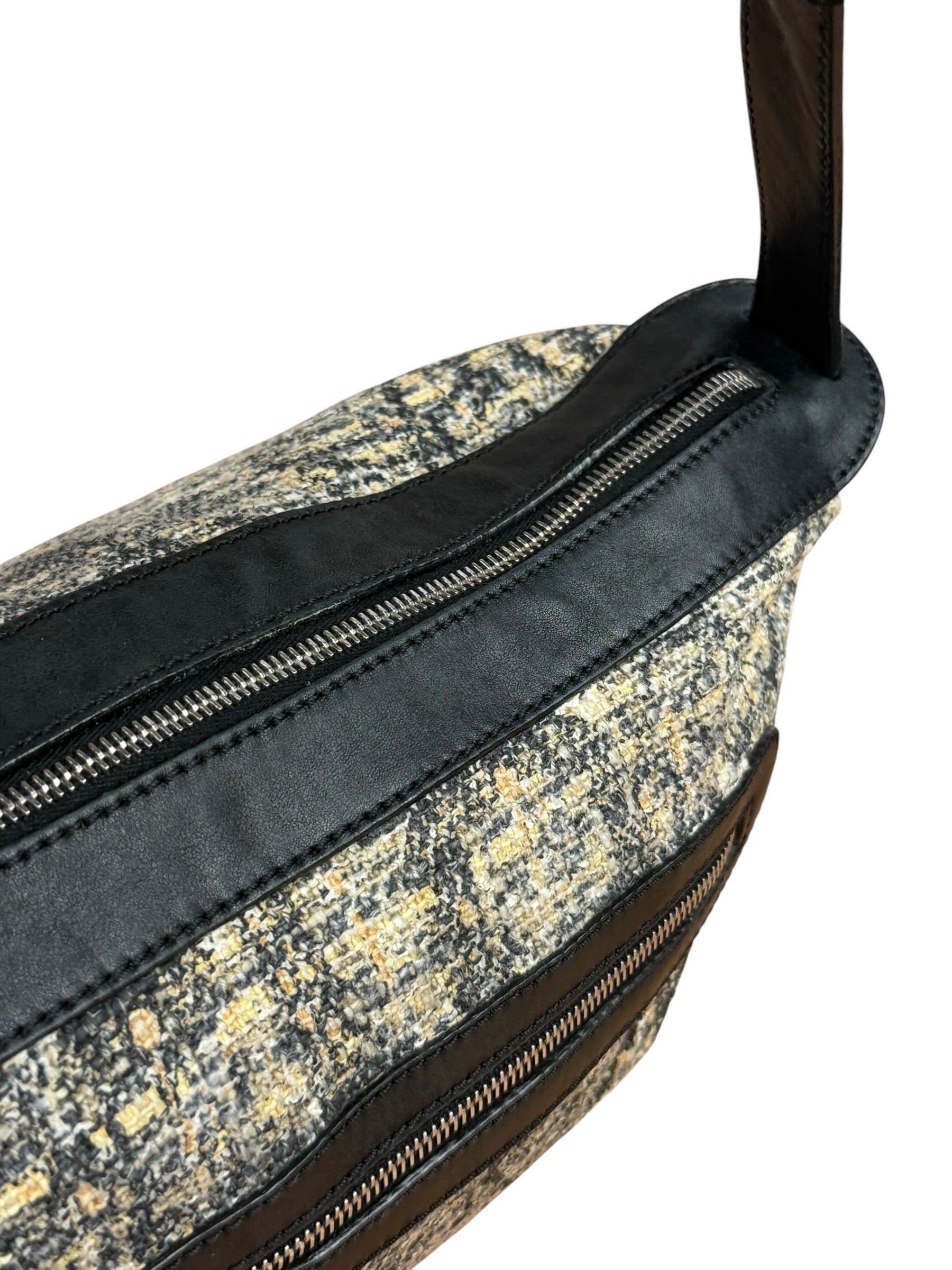 Chanel Black/Beige Tweed Clover Hobo Shoulder Bag '05-'06