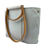 Hermes Light Blue Canvas Leather Trim Cabag Elan Tote
