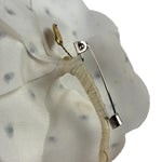 Chanel White Silk Polka Dots Camellia Flower Brooch