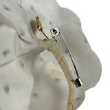 Chanel White Silk Polka Dots Camellia Flower Brooch