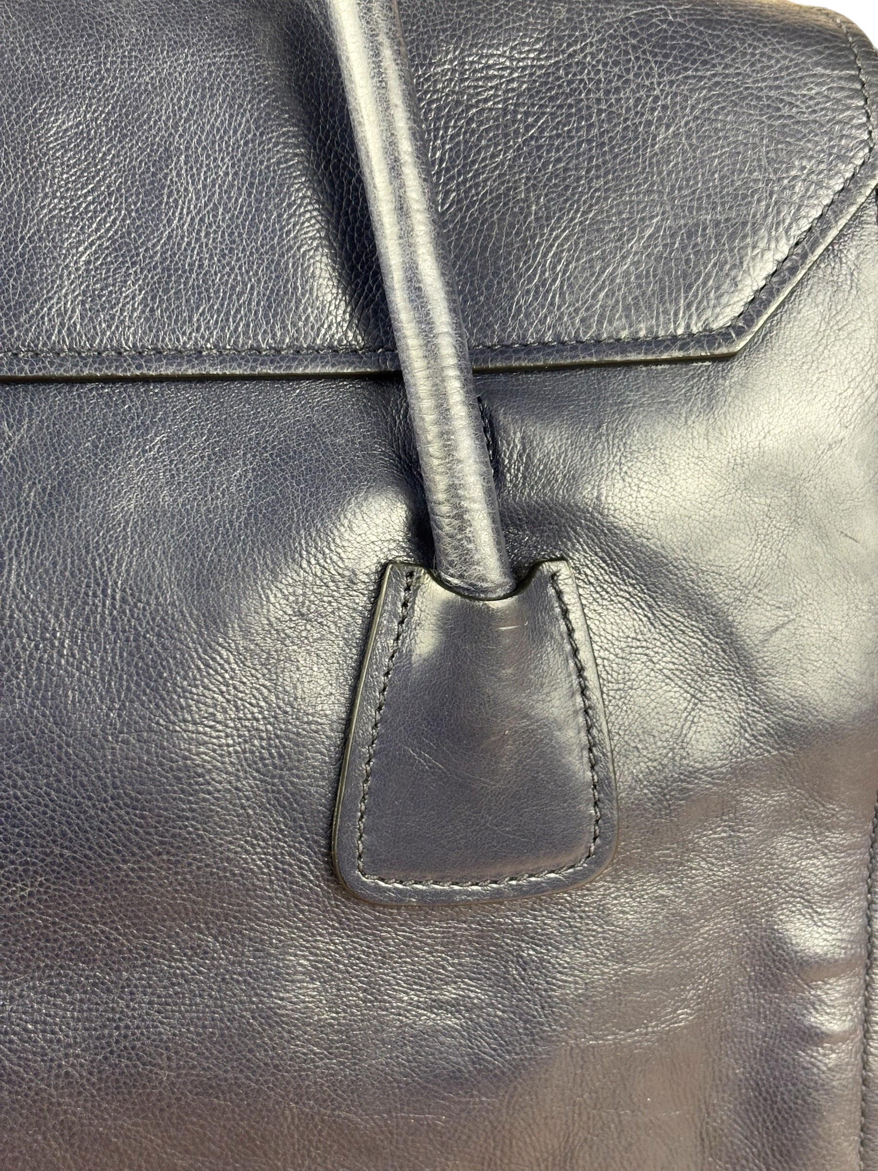 Prada Vintage Muted Blue Leather Glace 2Way Handbag
