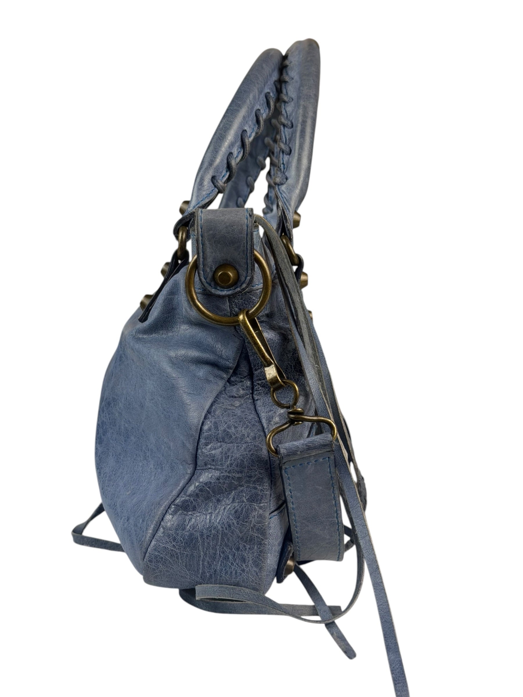 Balenciaga Blue Leather Two-Way First City Bag