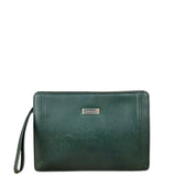 Burberry Dark Green Saffiano Leather Clutch