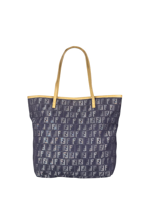Fendi Vintage Purple Denim Roll Zucchino Tote