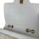 Chanel White Leather Trim Tweed Shoulder Bag 2001