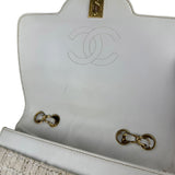 Chanel White Leather Trim Tweed Shoulder Bag 2001