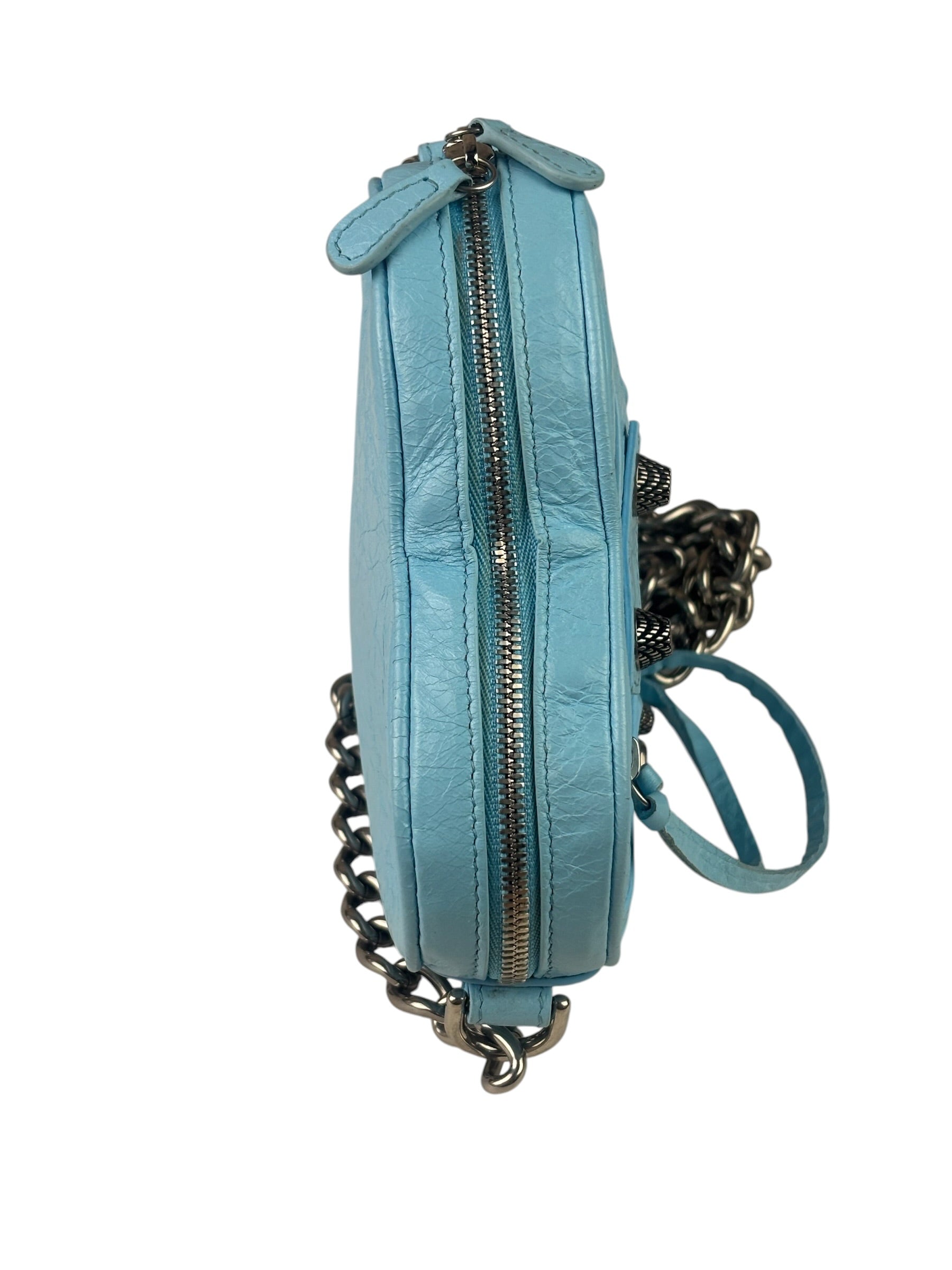 Balenciaga Blue Leather Le Cagole Mini Heart Crossbody