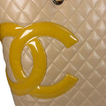 Chanel Beige Quilted Lambskin Linge Cambon Tote2005