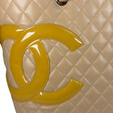 Chanel Beige Quilted Lambskin Linge Cambon Tote2005