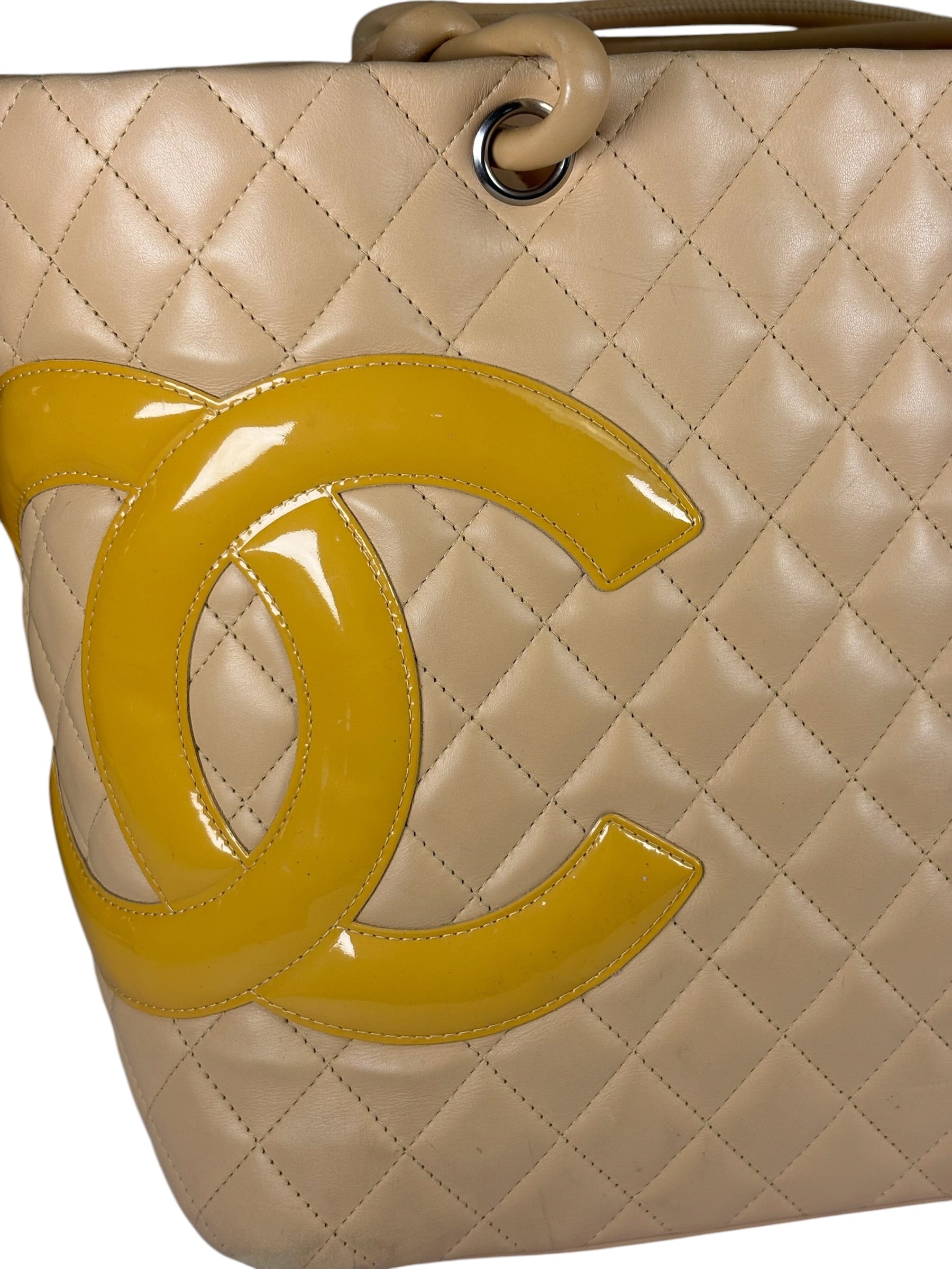 Chanel Beige Quilted Lambskin Linge Cambon Tote2005