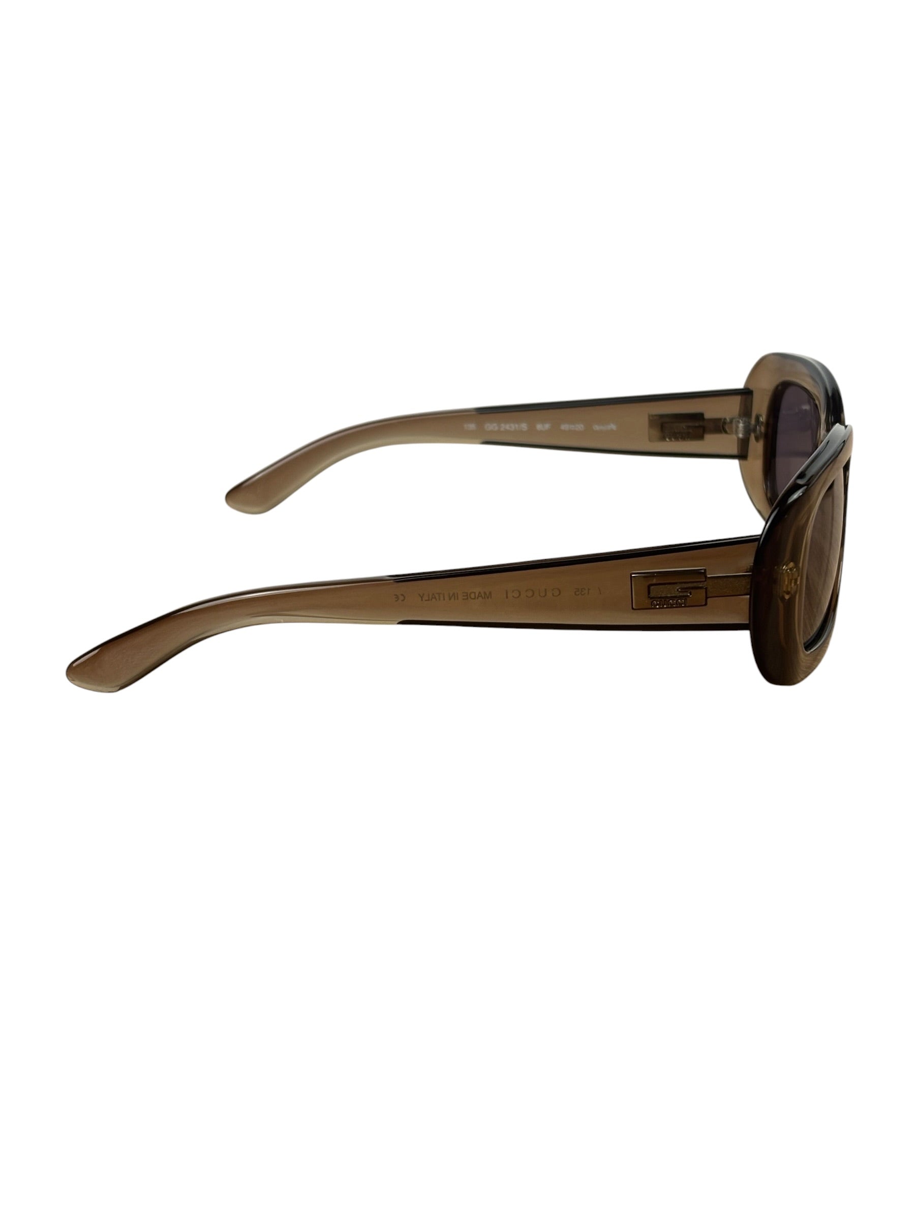 Gucci Translucent Grey Rectangular-Framed Sunglasses