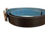 Hermes Tuareg H Solid Silver Buckle Black/Blue Belt