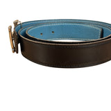 Hermes Tuareg H Solid Silver Buckle Black/Blue Belt