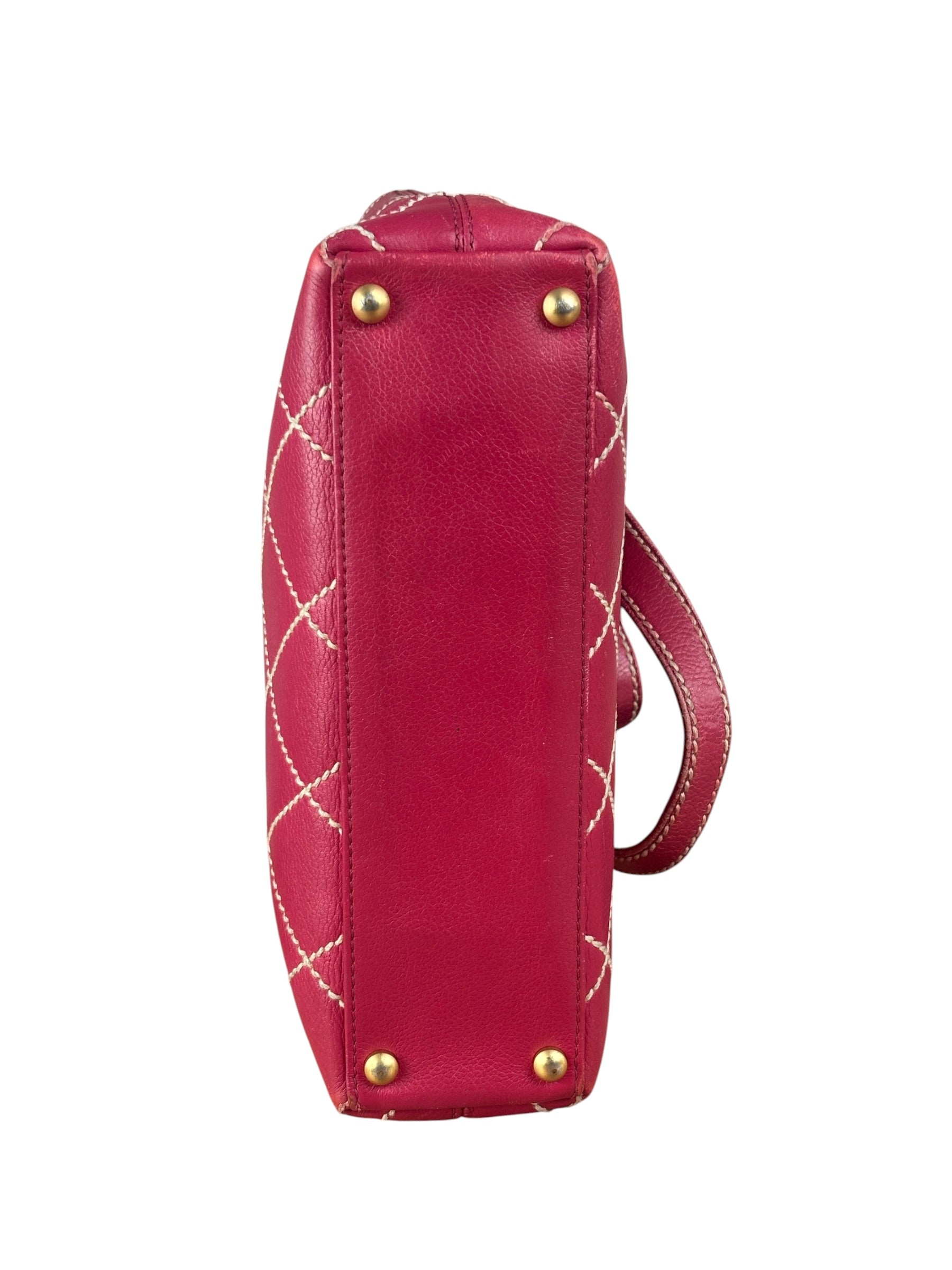 Chanel Vintage Pink Leather Wild Stitch Surpique Tote Bag