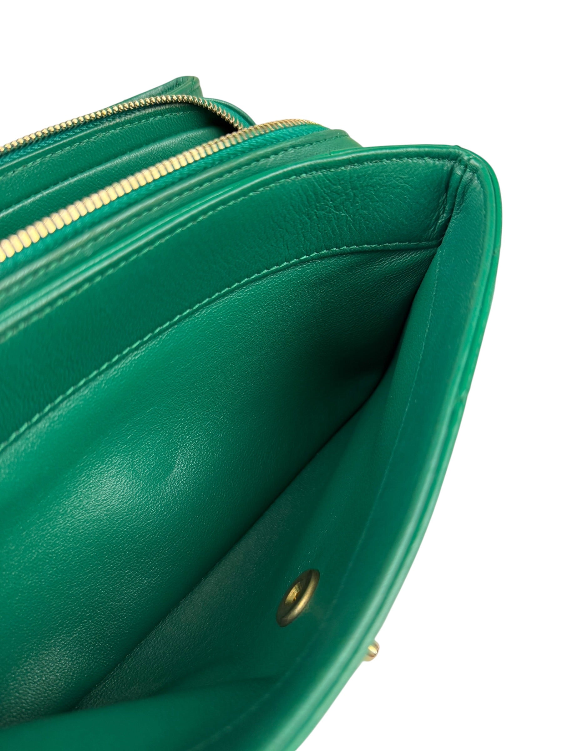 Chanel Green Lambskin Shoulder Bag 2018