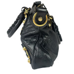 Balenciaga Black Lambskin Moto City Two-Way Bag