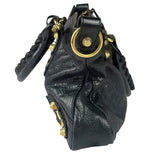 Balenciaga Black Lambskin Moto City Two-Way Bag