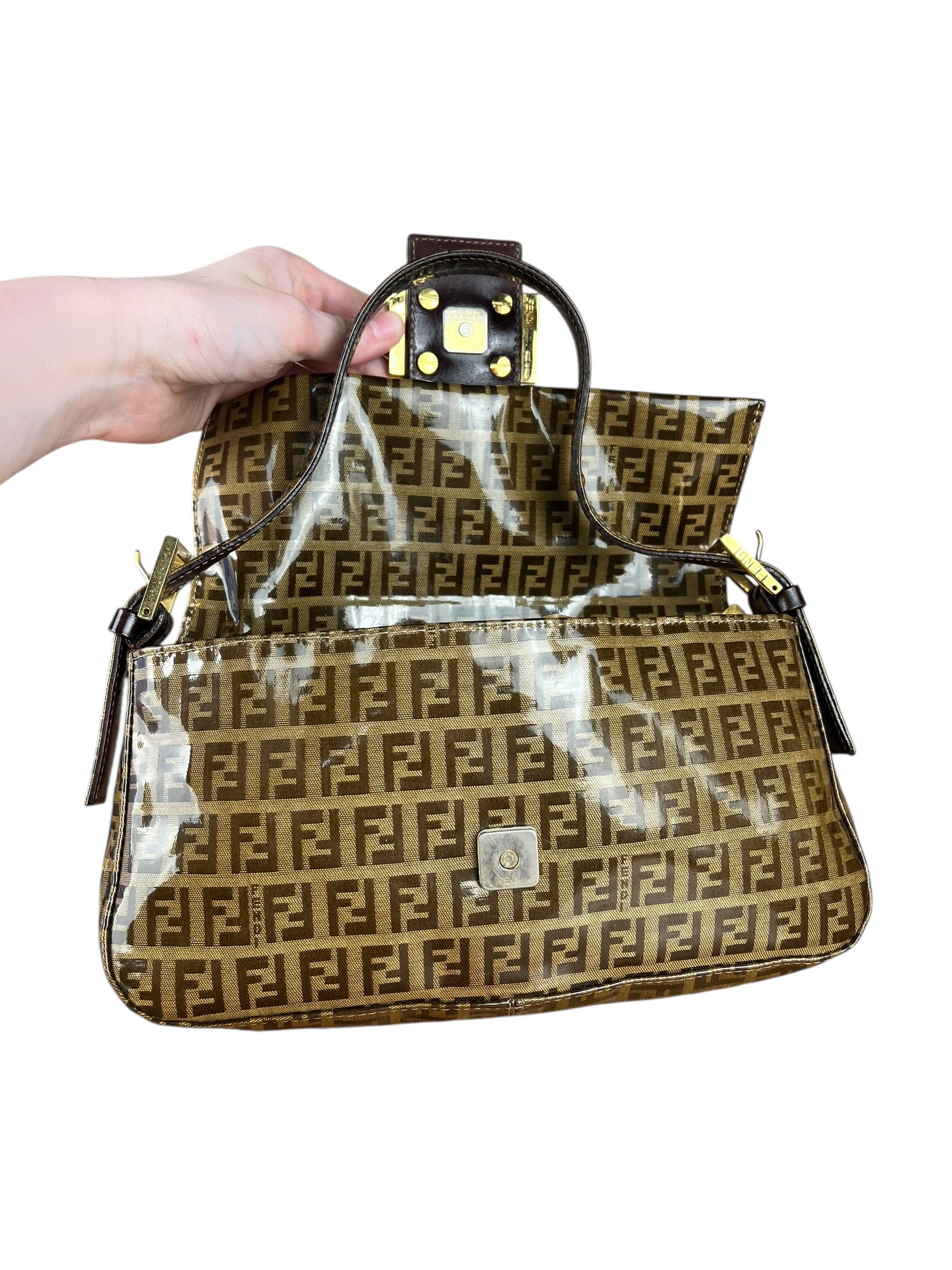 Fendi FF Sequin PVC Coated Canvas Baguette