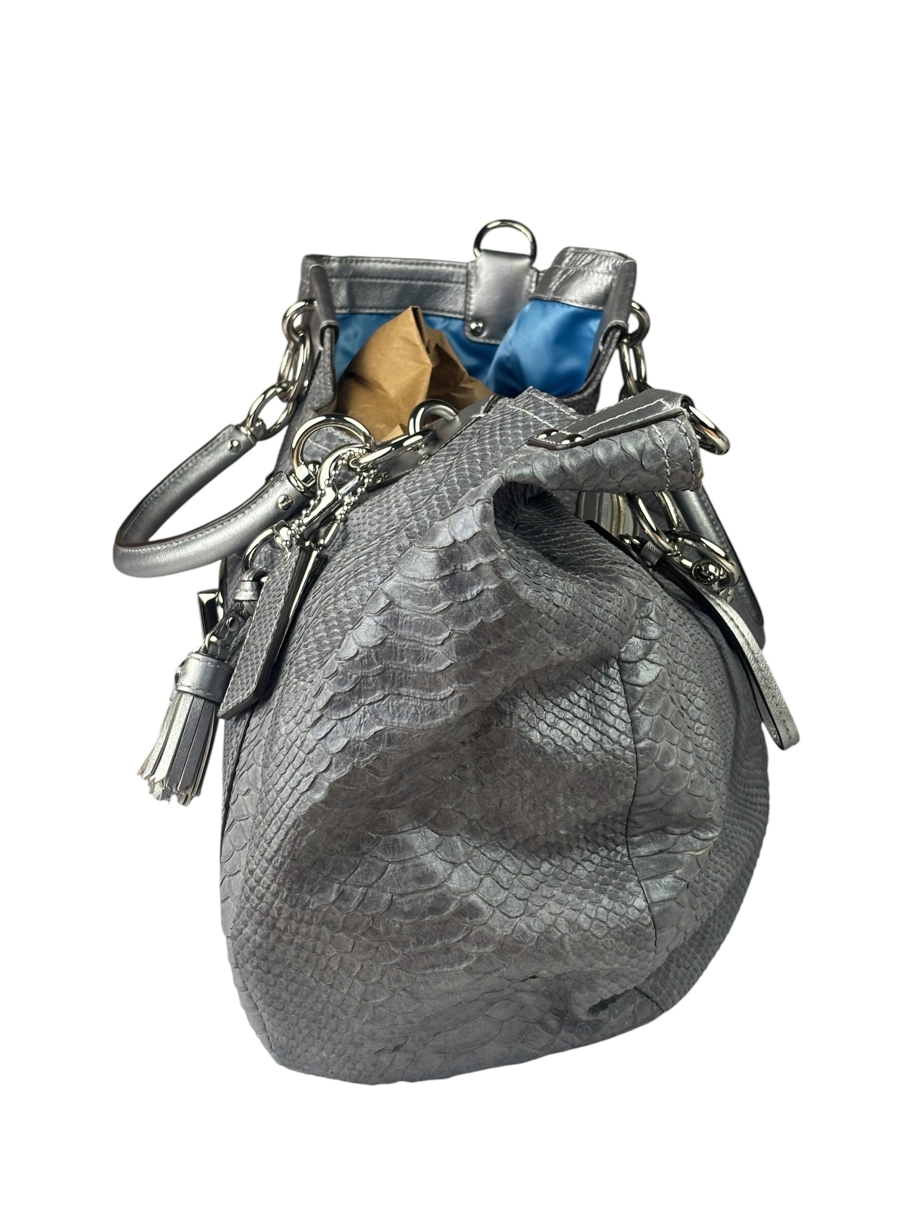 Coach Grey Pythonskin  Indy Babouska Two-Way Shoulder Bag