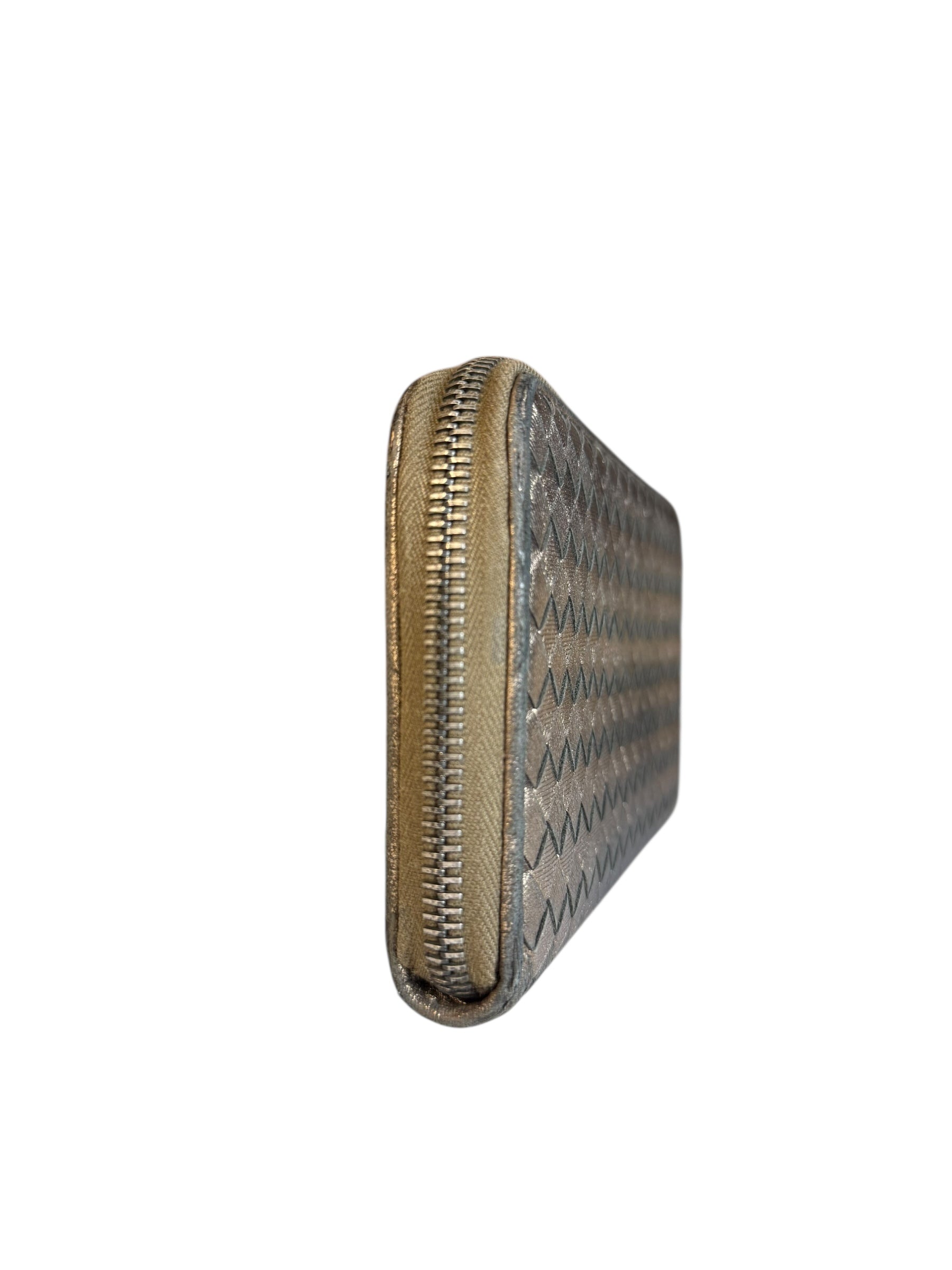 Bottega Veneta Zipper Gold Long Wallet