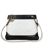 Chanel Vintage Black/White Leather CC Chain Tote '89-'91