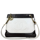 Chanel Vintage Black/White Leather CC Chain Tote '89-'91