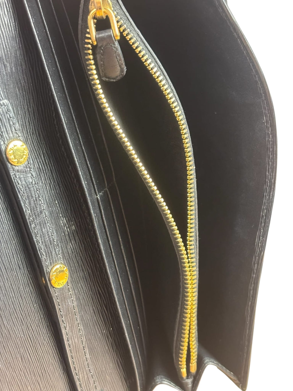 Prada Black Leather Flap Wallet On Chain