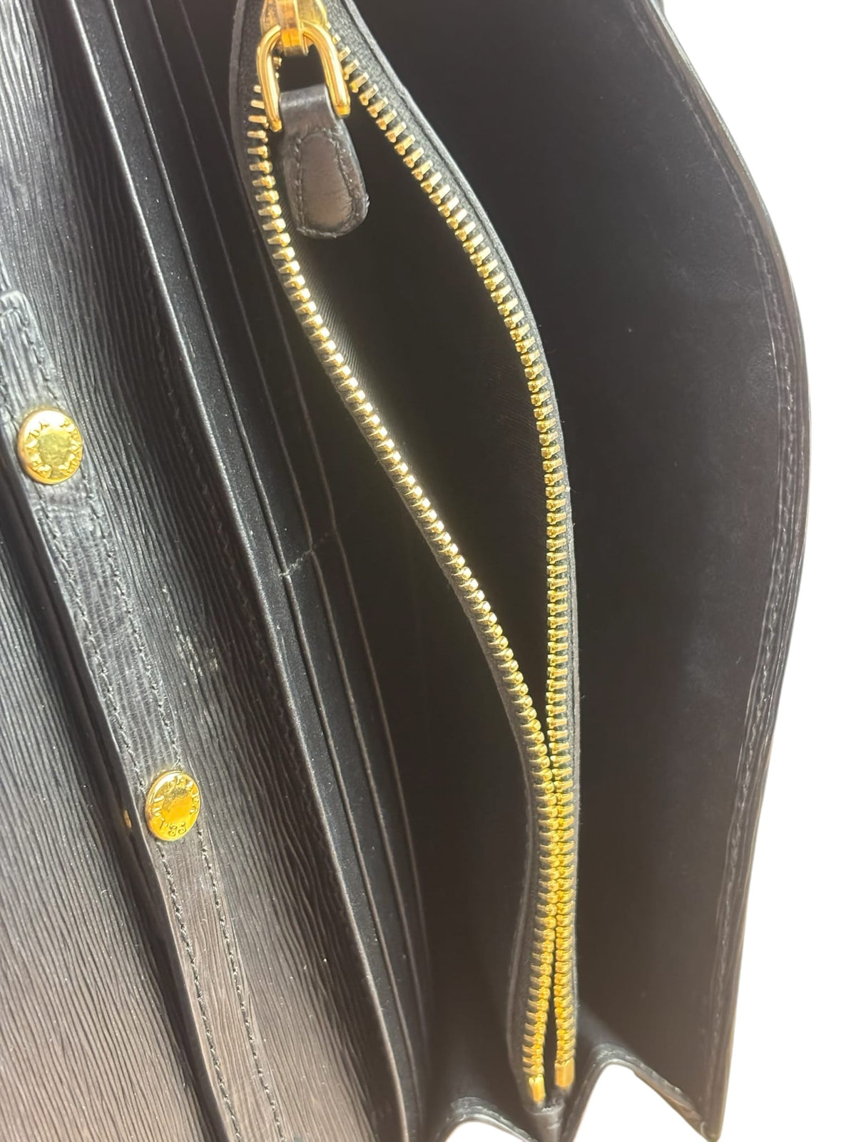 Prada Black Leather Flap Wallet On Chain