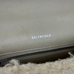 Balenciaga Furry Hourglass 2Way Handbag Beige